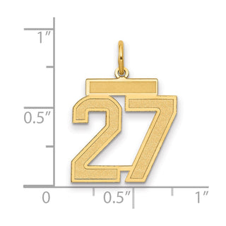 14k Yellow Gold Medium Satin Number 27 Charm