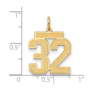 14k Yellow Gold Medium Satin Number 32 Charm