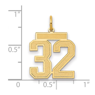 14k Yellow Gold Medium Satin Number 32 Charm