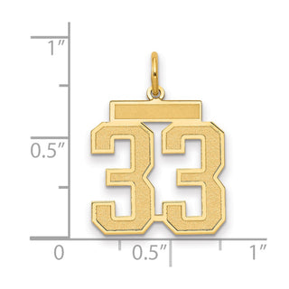 14k Yellow Gold Medium Satin Number 33 Charm