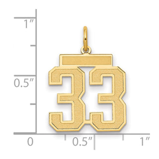 14k Yellow Gold Medium Satin Number 33 Charm