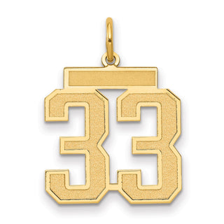 14k Yellow Gold Medium Satin Number 33 Charm
