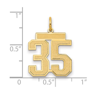 14k Yellow Gold Medium Satin Number 35 Charm