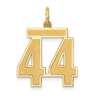 14k Yellow Gold Medium Satin Number 44 Charm