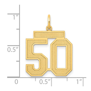14k Yellow Gold Medium Satin Number 50 Charm