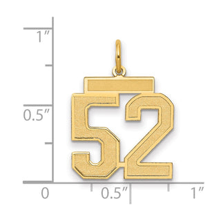 14k Yellow Gold Medium Satin Number 52 Charm