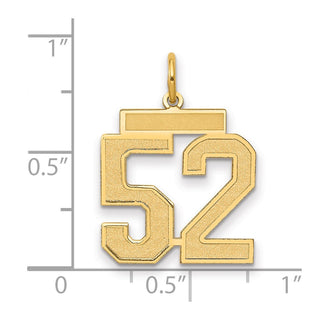 14k Yellow Gold Medium Satin Number 52 Charm
