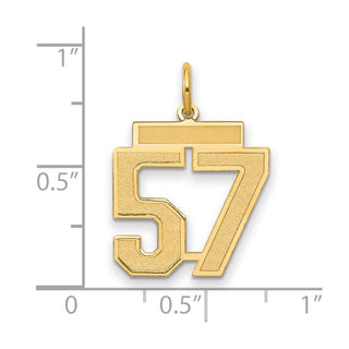 14k Yellow Gold Medium Satin Number 57 Charm