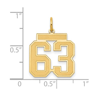 14k Yellow Gold Medium Satin Number 63 Charm