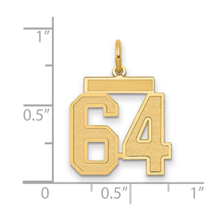 14k Yellow Gold Medium Satin Number 64 Charm