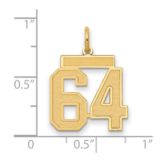 14k Yellow Gold Medium Satin Number 64 Charm