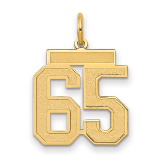 14k Yellow Gold Medium Satin Number 65 Charm