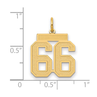 14k Yellow Gold Medium Satin Number 66 Charm