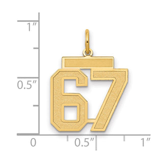 14k Yellow Gold Medium Satin Number 67 Charm