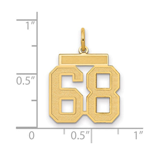 14k Yellow Gold Medium Satin Number 68 Charm