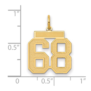 14k Yellow Gold Medium Satin Number 68 Charm
