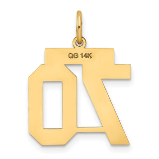 14k Yellow Gold Medium Satin Number 70 Charm