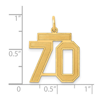 14k Yellow Gold Medium Satin Number 70 Charm