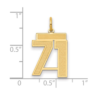 14k Yellow Gold Medium Satin Number 71 Charm
