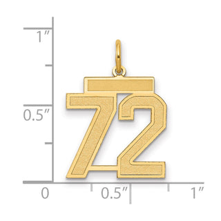 14k Yellow Gold Medium Satin Number 72 Charm