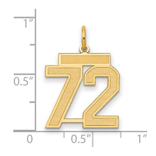 14k Yellow Gold Medium Satin Number 72 Charm