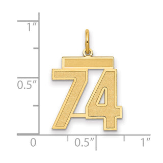 14k Yellow Gold Medium Satin Number 74 Charm
