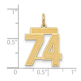 14k Yellow Gold Medium Satin Number 74 Charm