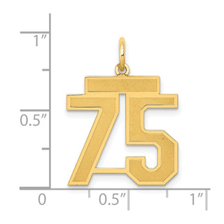 14k Yellow Gold Medium Satin Number 75 Charm