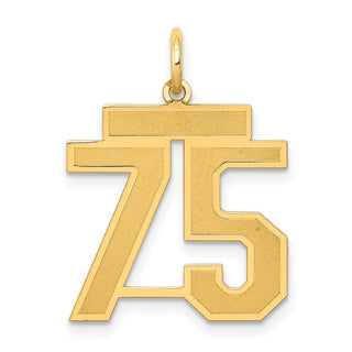 14k Yellow Gold Medium Satin Number 75 Charm