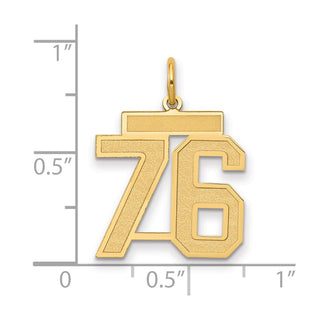 14k Yellow Gold Medium Satin Number 76 Charm