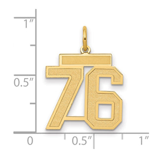 14k Yellow Gold Medium Satin Number 76 Charm