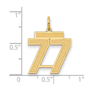 14k Yellow Gold Medium Satin Number 77 Charm