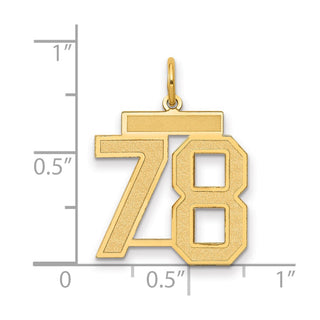 14k Yellow Gold Medium Satin Number 78 Charm