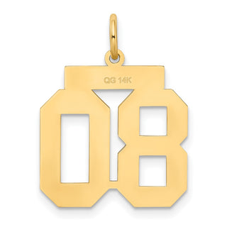 14k Yellow Gold Medium Satin Number 80 Charm