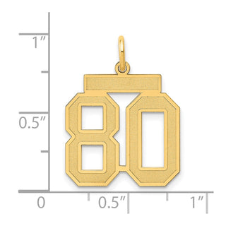 14k Yellow Gold Medium Satin Number 80 Charm