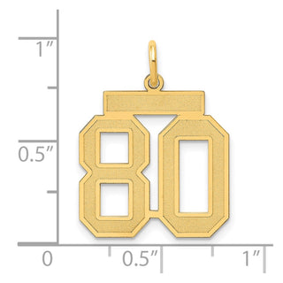 14k Yellow Gold Medium Satin Number 80 Charm