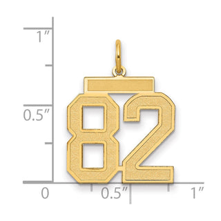 14k Yellow Gold Medium Satin Number 82 Charm