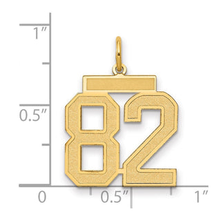 14k Yellow Gold Medium Satin Number 82 Charm