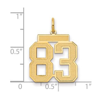 14k Yellow Gold Medium Satin Number 83 Charm