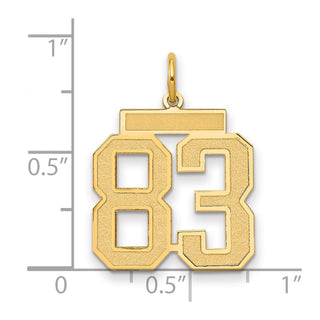 14k Yellow Gold Medium Satin Number 83 Charm