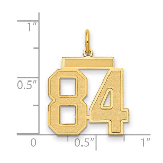 14k Yellow Gold Medium Satin Number 84 Charm