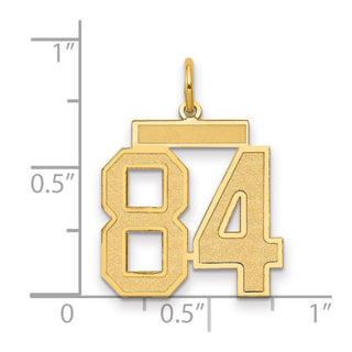 14k Yellow Gold Medium Satin Number 84 Charm