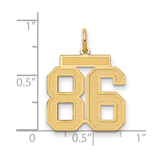 14k Yellow Gold Medium Satin Number 86 Charm