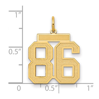 14k Yellow Gold Medium Satin Number 86 Charm