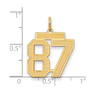 14k Yellow Gold Medium Satin Number 87 Charm