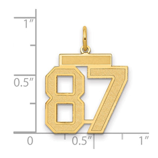 14k Yellow Gold Medium Satin Number 87 Charm