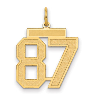 14k Yellow Gold Medium Satin Number 87 Charm