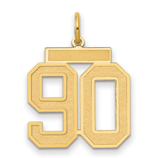 14k Yellow Gold Medium Satin Number 90 Charm