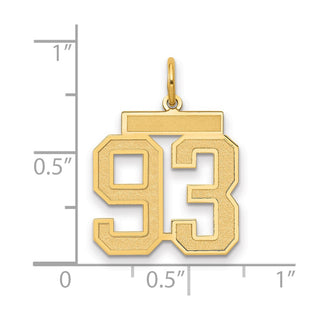 14k Yellow Gold Medium Satin Number 93 Charm