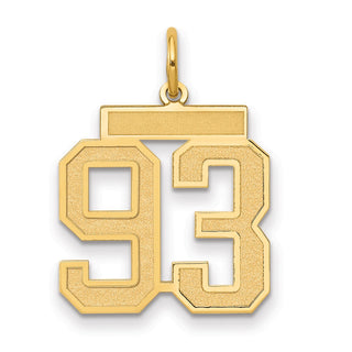 14k Yellow Gold Medium Satin Number 93 Charm